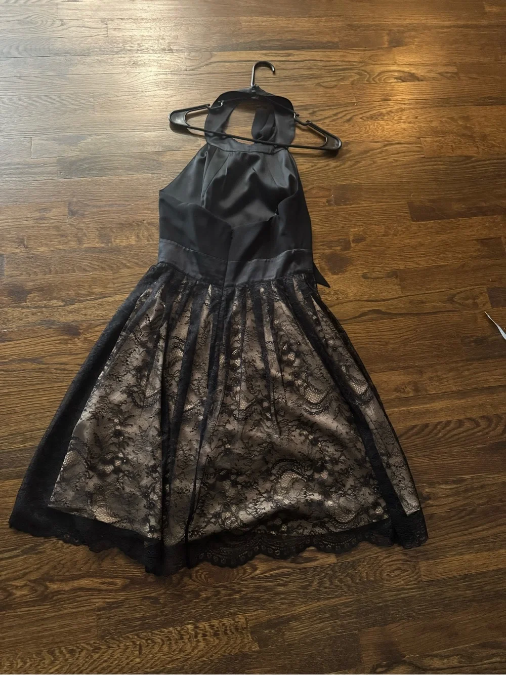 Jessica Simpson Black Lace Overlay Halter Dress